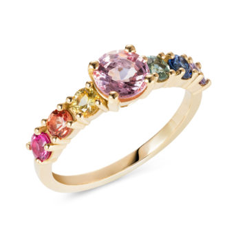 Rainbow Engagement Ring Gold Sapphires Lily Kamper